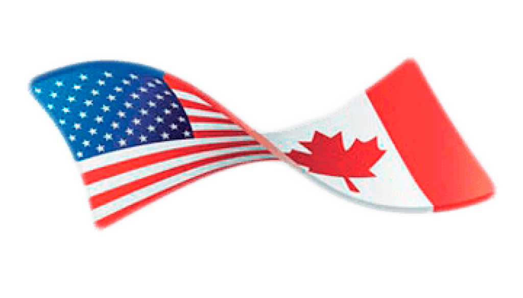 USA Canada. Canada vs USA. American & Kanada Union. Hand have Canada and USA.